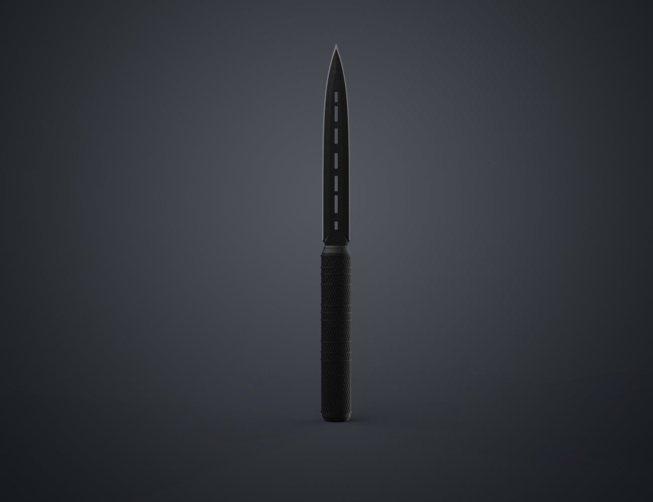 3D model render of Atreides Tactical Dagger 2 - Dune, sleek black blade with textured grip, 3D print cosplay weapon