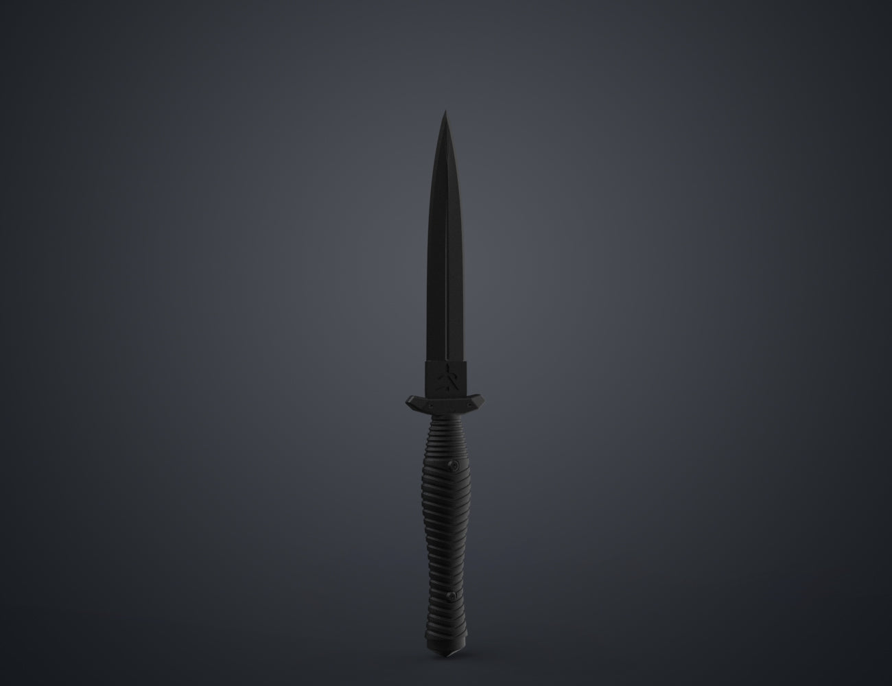 3D model render of Atreides Tactical Dagger 3 - Dune, sleek black blade, 3D print cosplay weapon