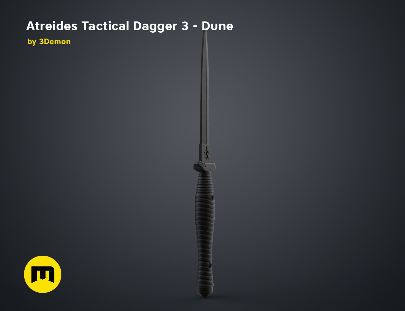 3D model render of Atreides Tactical Dagger 3 - Dune, sleek desert-themed 3D print weapon
