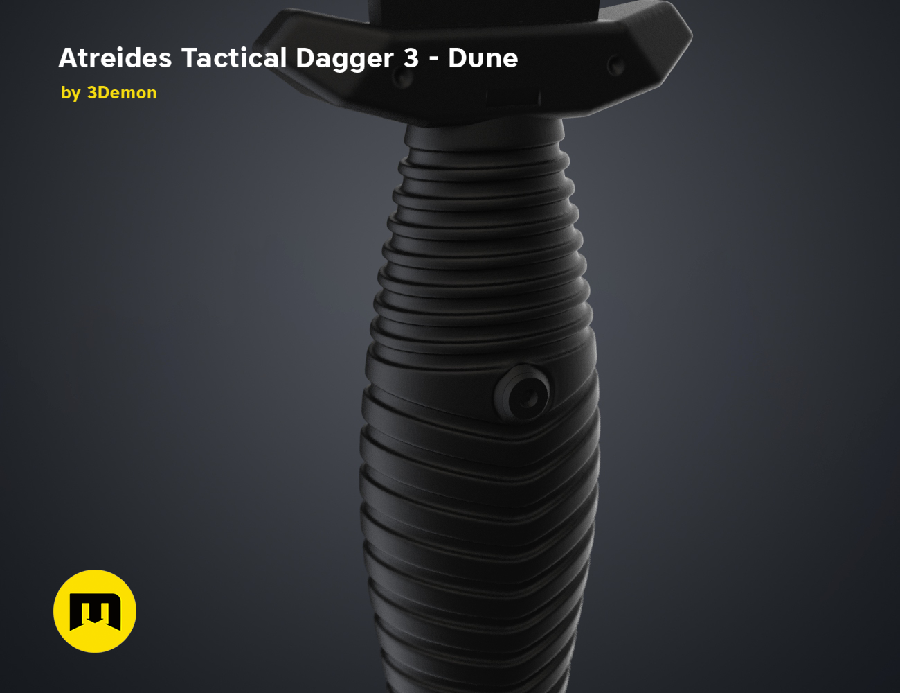 3D model render of Atreides Tactical Dagger 3 - Dune, detailed hilt ridges, sci-fi weapon cosplay prop