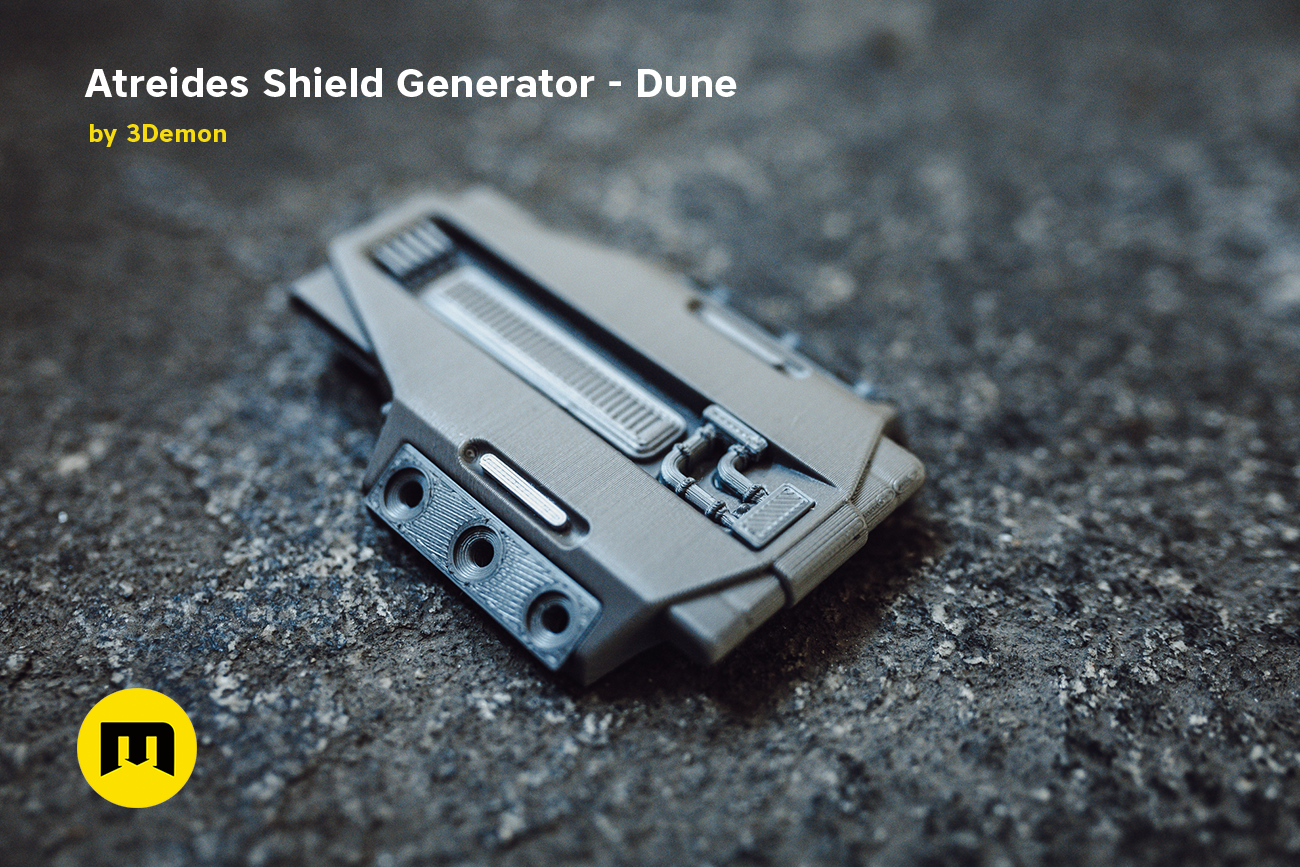 3D model render of Atreides Shield Generator - Dune, detailed sci-fi 3D print cosplay prop