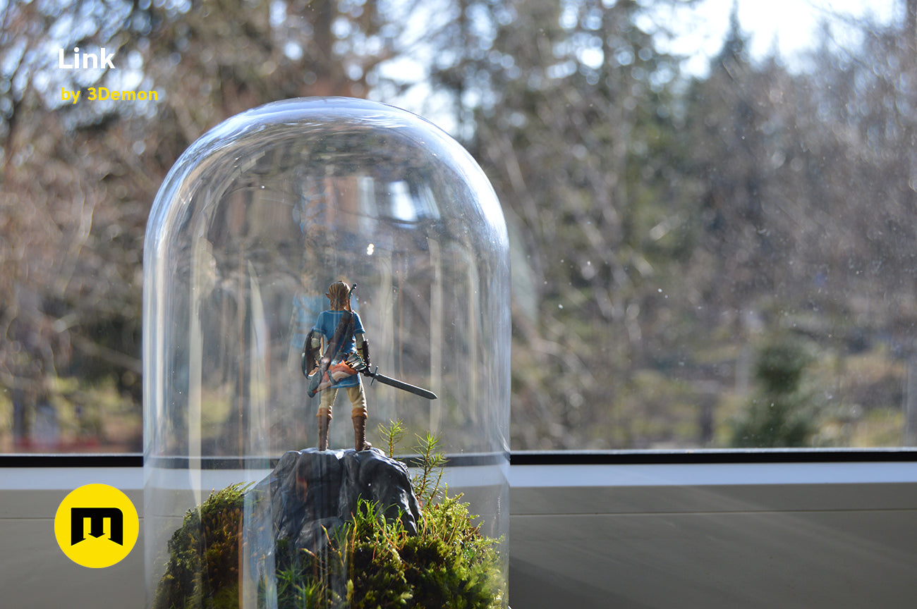 BOTW Link Mossarium Figure STL 3D print, rear view showing design details