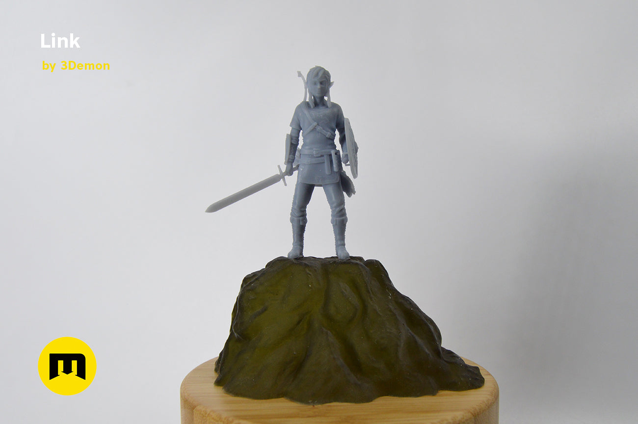 BOTW Link Mossarium Figure STL 3D print, side view showing design details