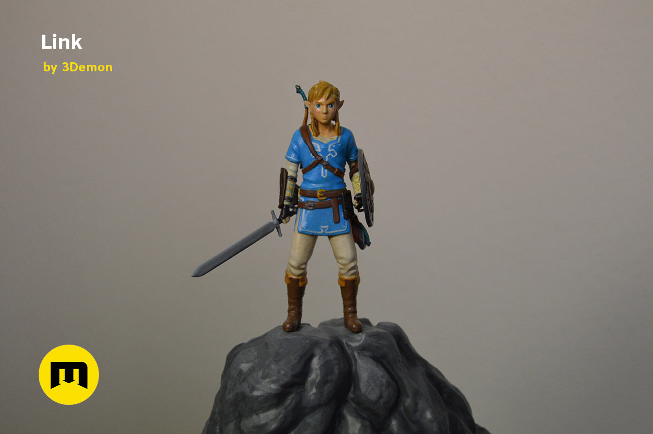 3D print preview of BOTW Link Mossarium Figure STL, rear view of the design