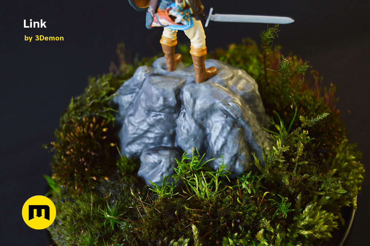 BOTW Link Mossarium Figure STL 3D print, side view showing design details