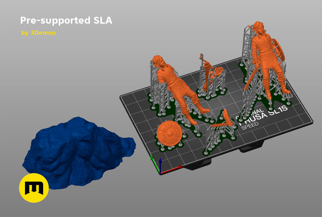 3D print preview of BOTW Link Mossarium Figure STL, rear view of the design