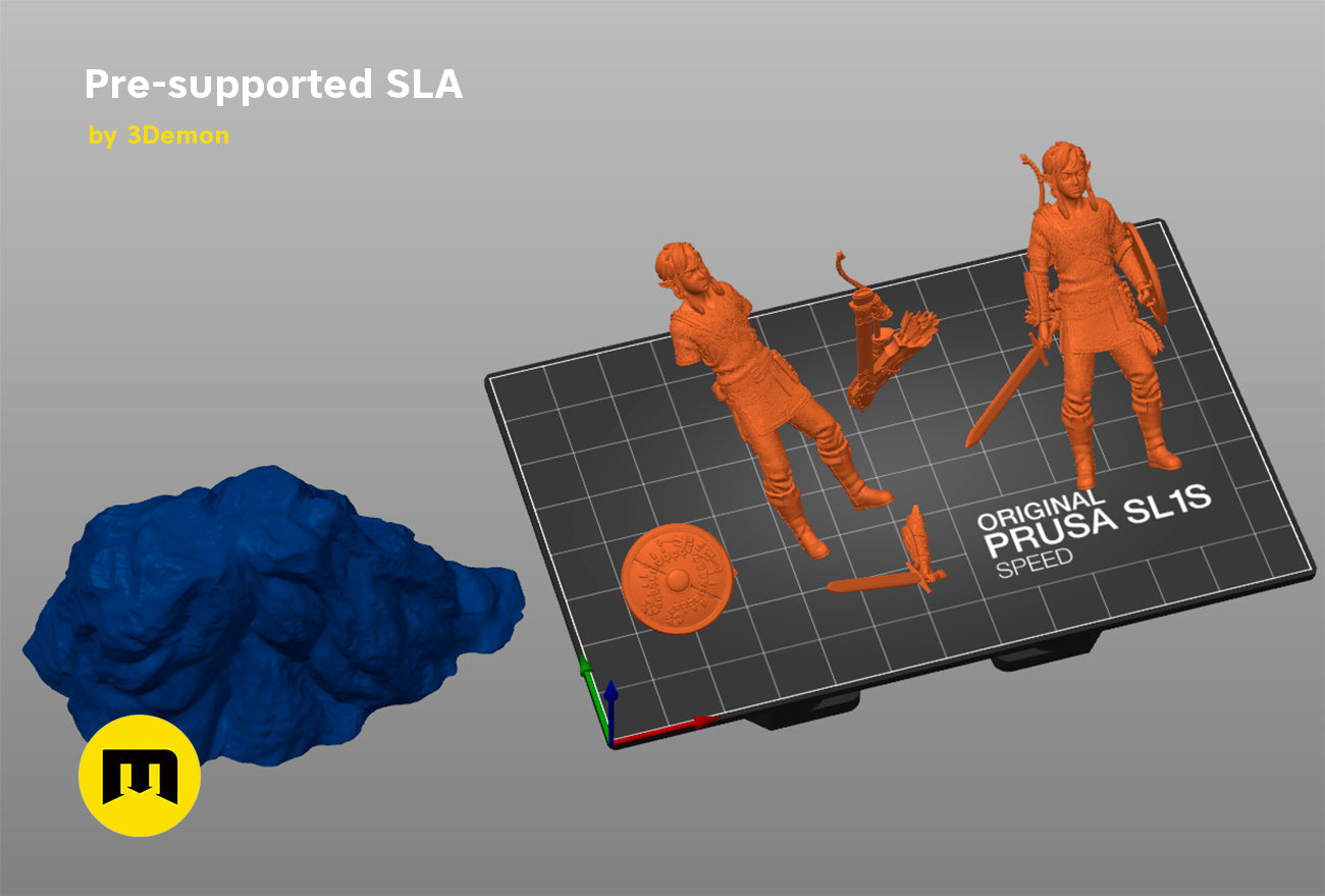 Printable 3D model of BOTW Link Mossarium Figure STL, three-quarter view of the design