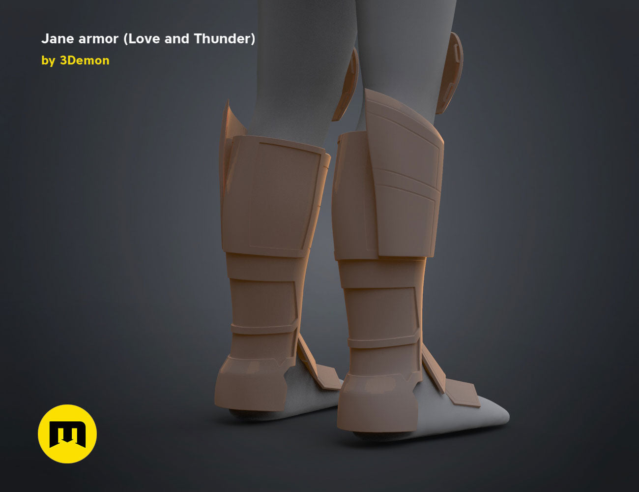 3D model render of Jane armor (Love and Thunder), rear view cosplay prop, 3D print