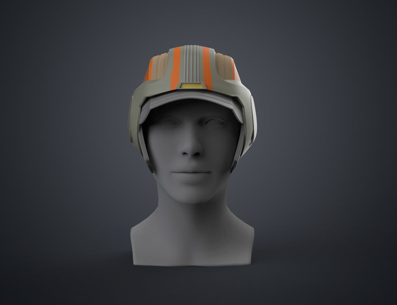 Digital 3D render of Omega’s Helmet – Bad Batch S2, front view cosplay prop 3D print