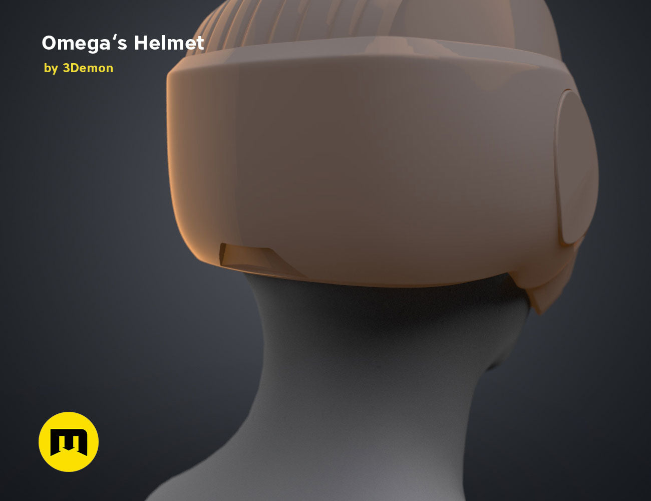 Digital 3D render of Omega’s Helmet – Bad Batch S2, sleek futuristic cosplay prop, 3D print STL