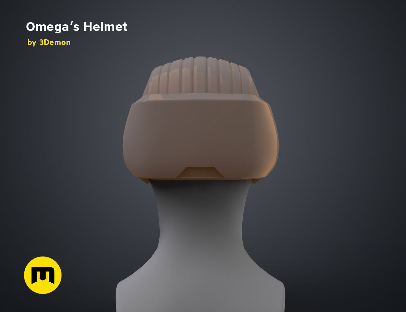 Digital 3D render of Omega’s Helmet – Bad Batch S2, front view, 3D print cosplay prop