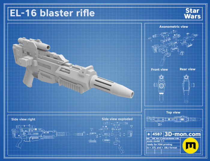EL-16 Blaster Rifle — 3D printable STL model