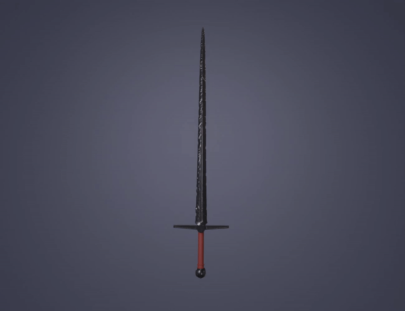 Animated GIF of Necrosword (Love and Thunder) 3D print, full rotation view of the complete design