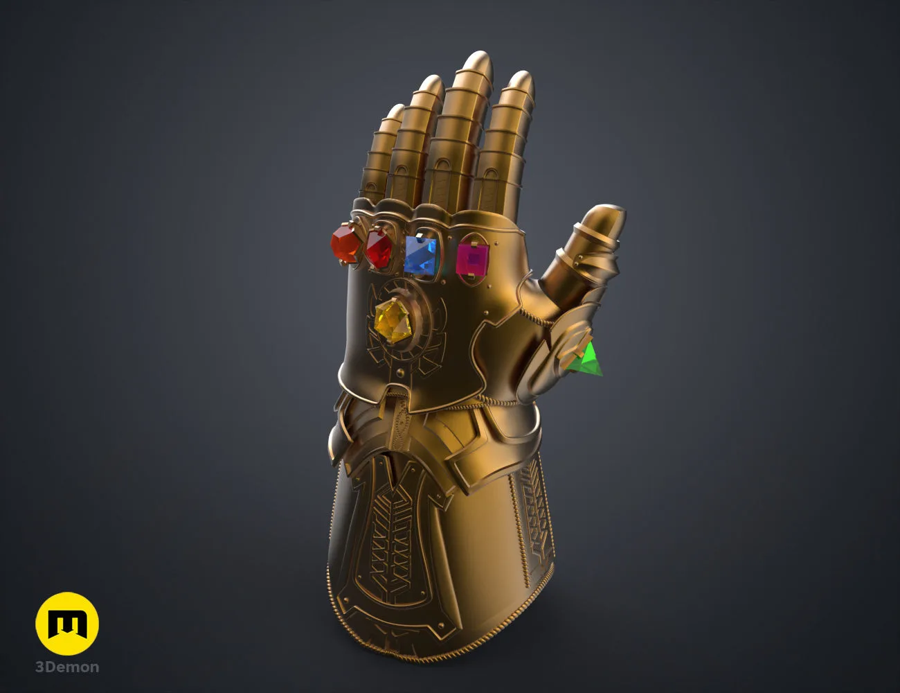 3D model of The Infinity Gauntlet - Wearable DnD Dice Holder STL, back detail of the design