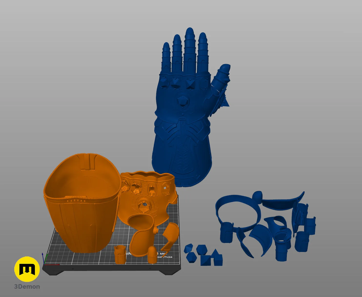 The Infinity Gauntlet - Wearable DnD Dice Holder STL 3D print, side view showing design details