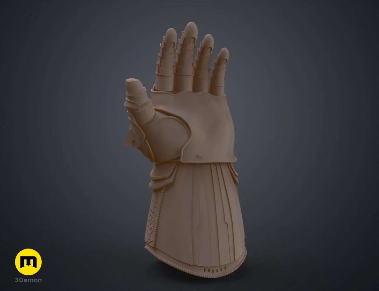 The Infinity Gauntlet - Wearable DnD Dice Holder STL 3D print, side view showing design details