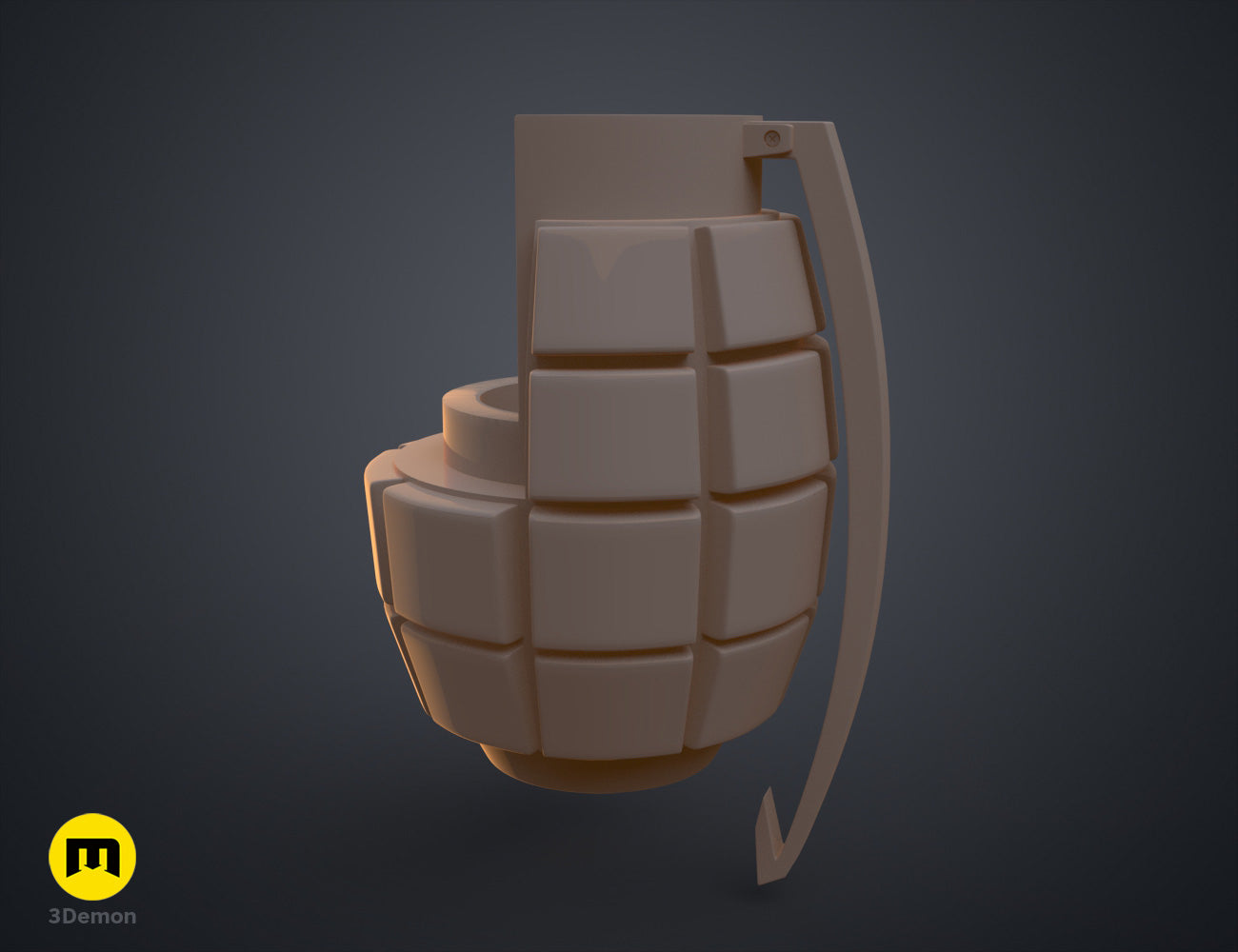 Printable 3D model of Bakugo’s Grenade Gauntlets, brown segmented fists with 4-pronged grenade.