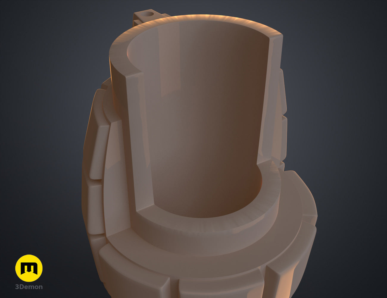3D model render of Bakugo’s Grenade Gauntlets STL, grey 3D printed dual-pronged fists.
