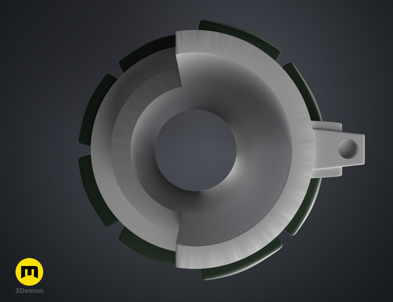 3D model render of Bakugo’s Grenade Gauntlets STL, grey 5-pronged fists, printable cosplay prop.