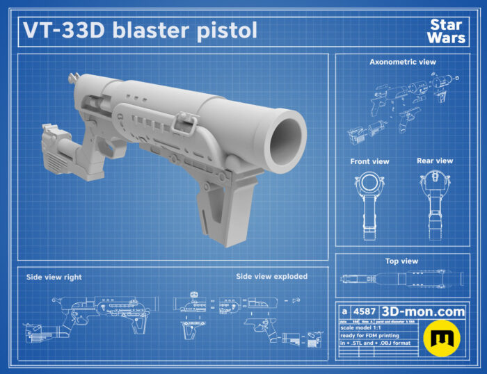 VT-33D Blaster Pistol — 3D printable STL model