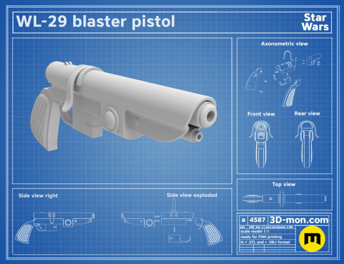 WL-29 Blaster Pistol — 3D printable STL model
