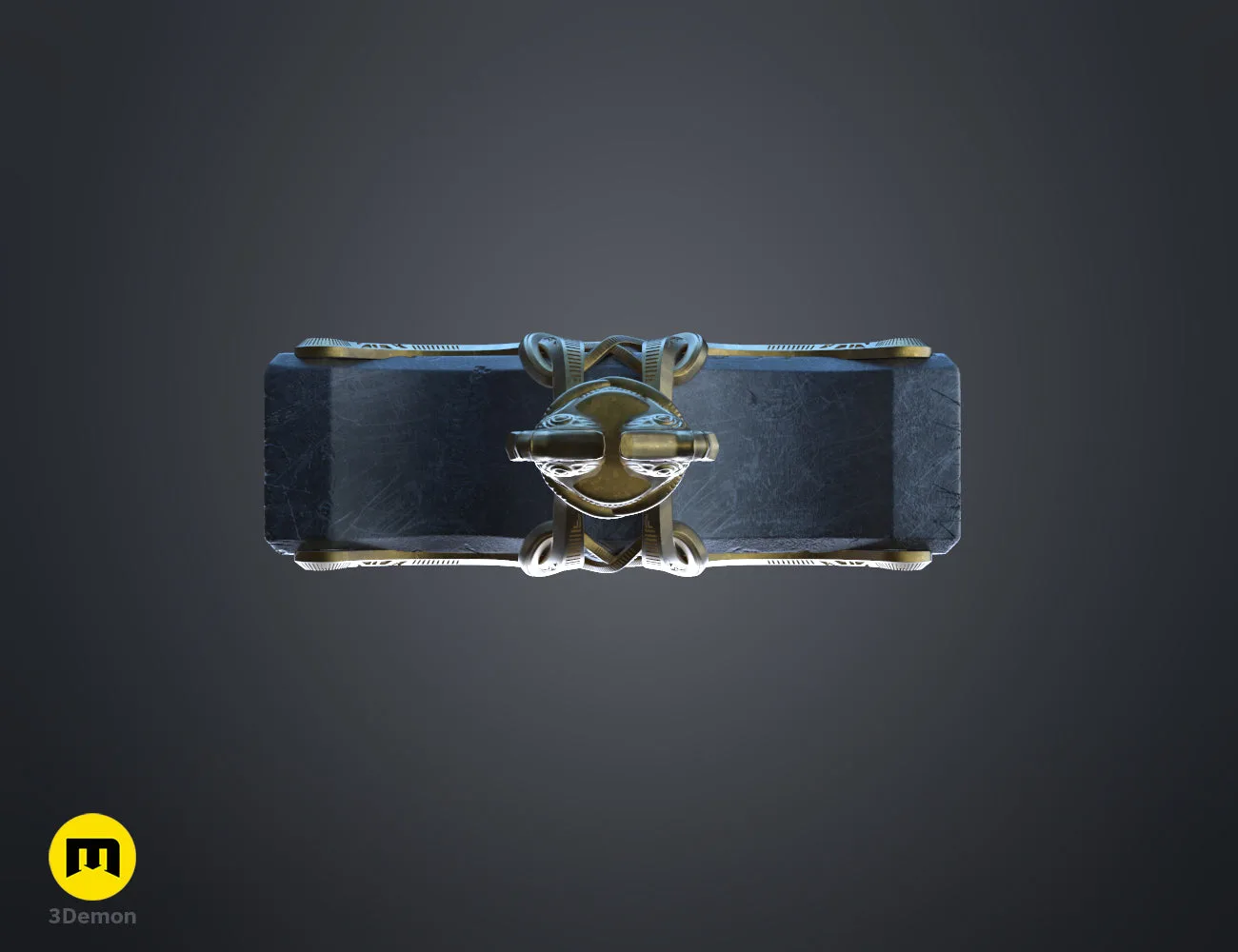 3D model render of Mjolnir - God of War Ragnarok STL, gold hammer with textured grip, printable 3D print.