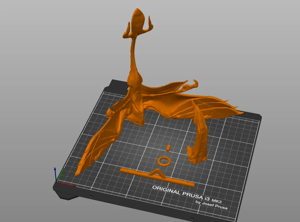 Avatar Ikran Flying Mobile STL 3D print, side view showing design details