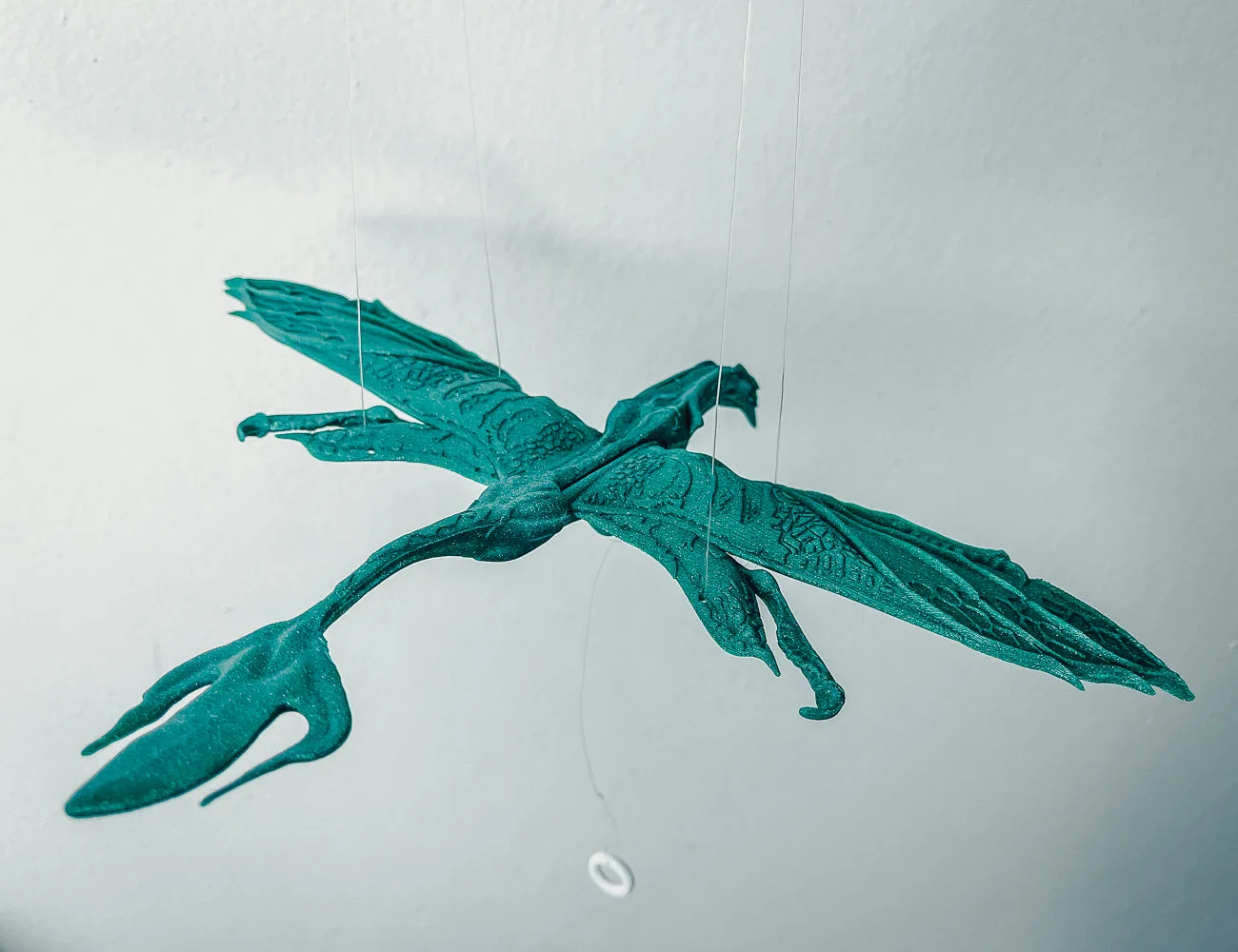 CGI render of Avatar Ikran Flying Mobile STL, alternate angle of the design