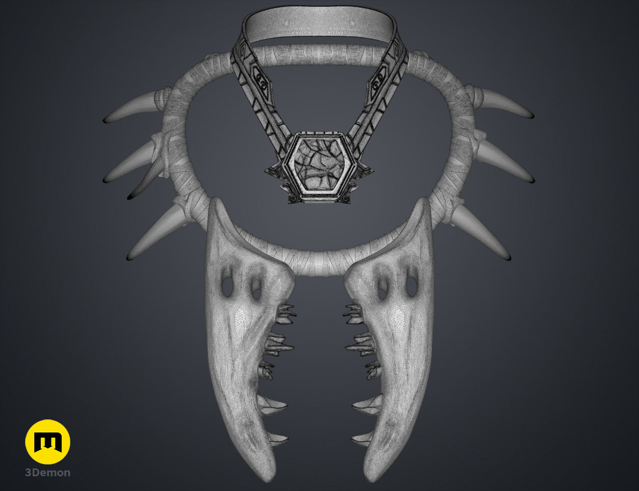 3D model render of Namora Armor - Wakanda Forever, grey 3D printed shoulder guard with prongs.