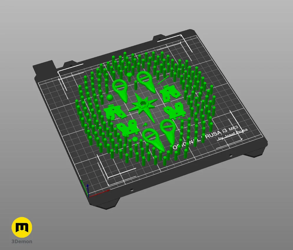 Slicer screenshot of Galadriel Armor - Rings of Power STL, green parts on Prusa i3 MK3 bed.