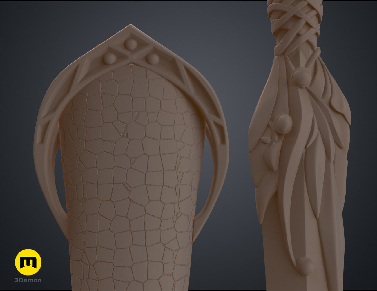 Rendered 3D model of Galadriel's Dagger & Sheath - Rings of Power STL, front view of the design