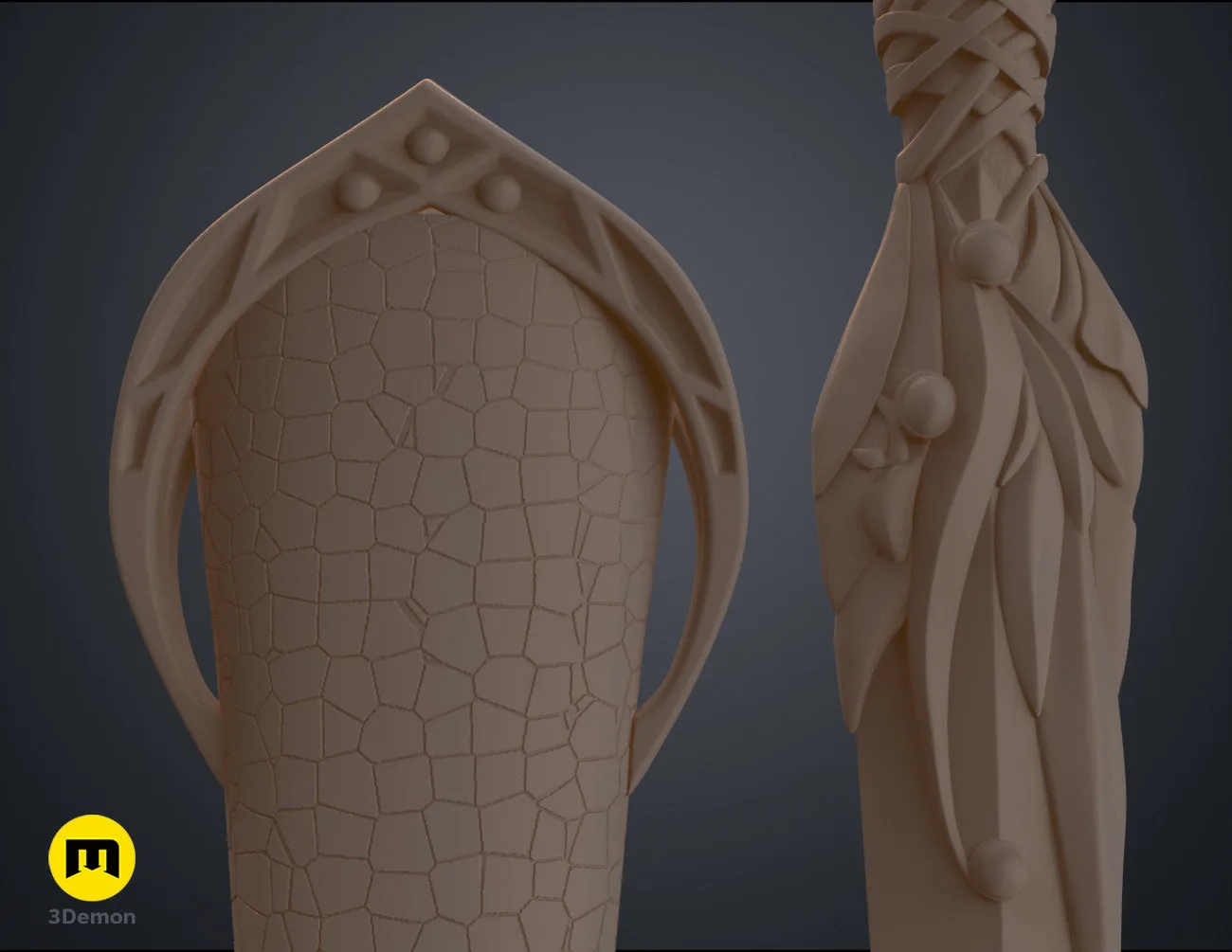 Rendered 3D model of Galadriel's Dagger & Sheath - Rings of Power STL, front view of the design