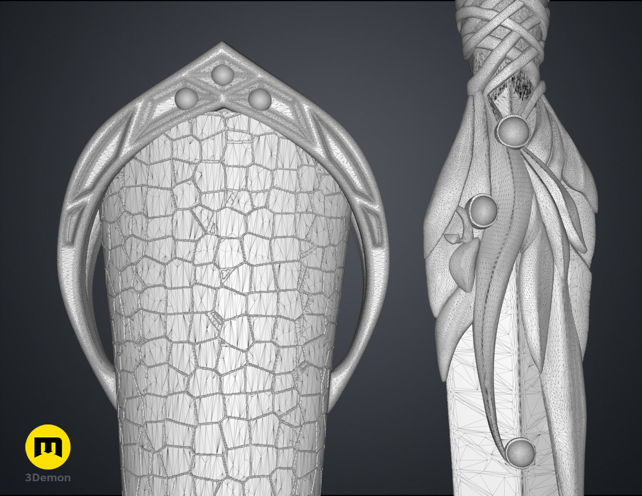 Galadriel's Dagger & Sheath - Rings of Power STL 3D print, side view showing design details