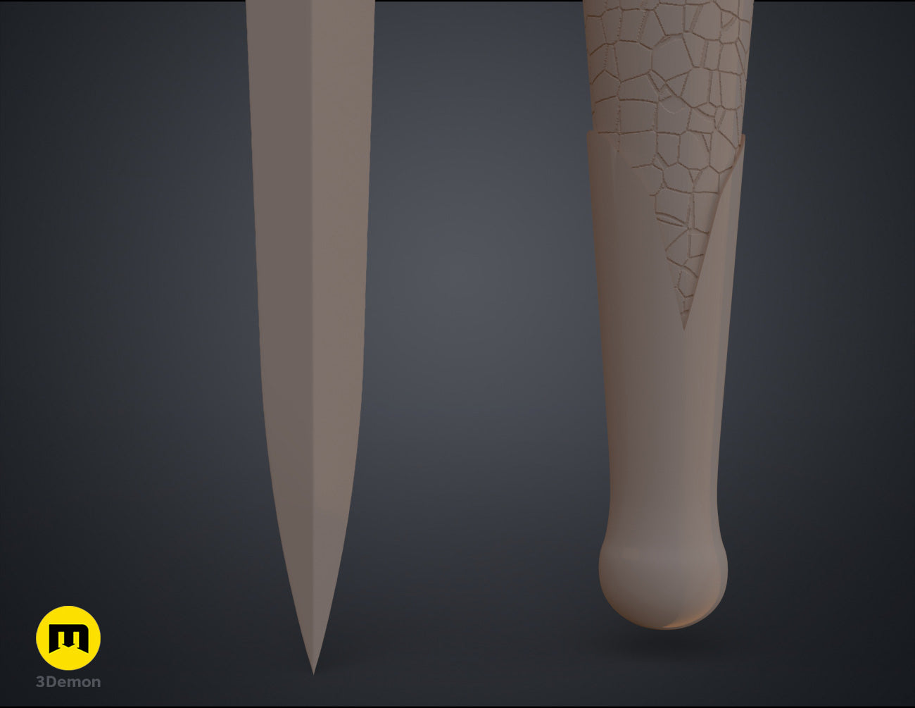3D print preview of Galadriel's Dagger & Sheath - Rings of Power STL, rear view of the design
