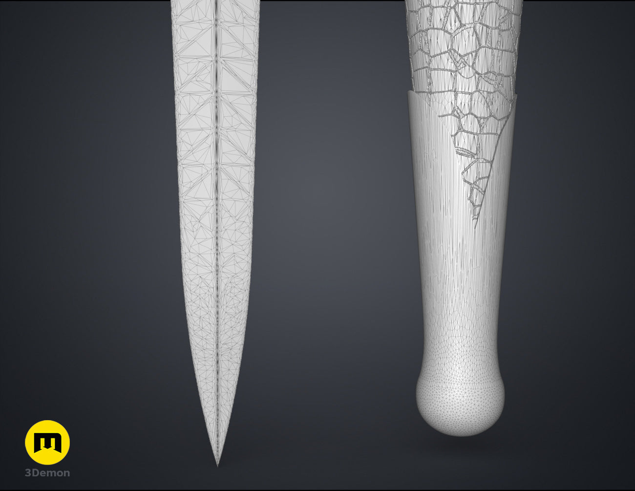Printable 3D model of Galadriel's Dagger & Sheath - Rings of Power STL, three-quarter view of the design