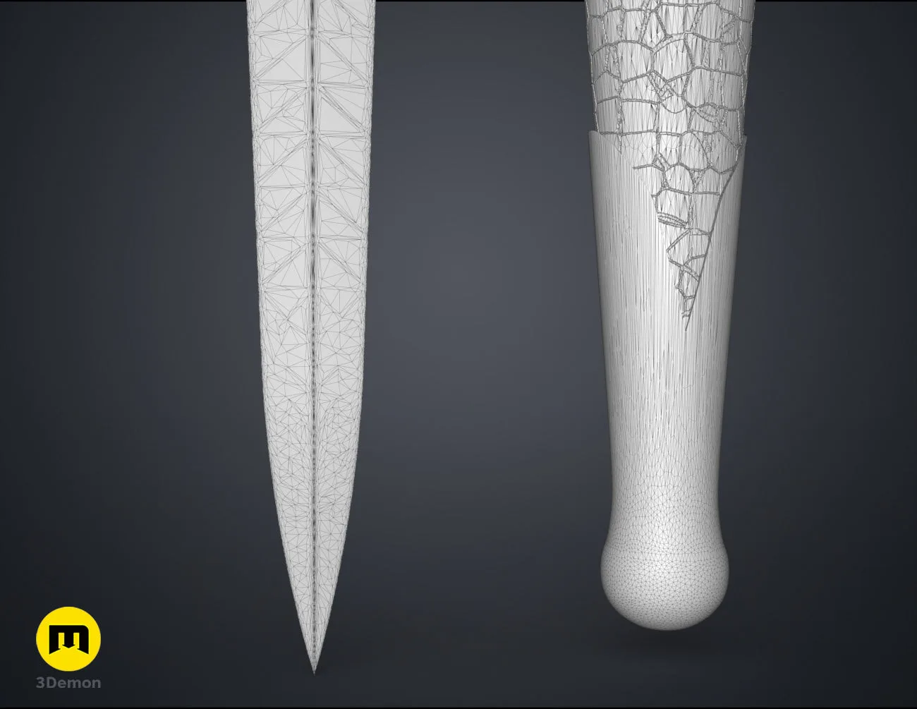 Printable 3D model of Galadriel's Dagger & Sheath - Rings of Power STL, three-quarter view of the design