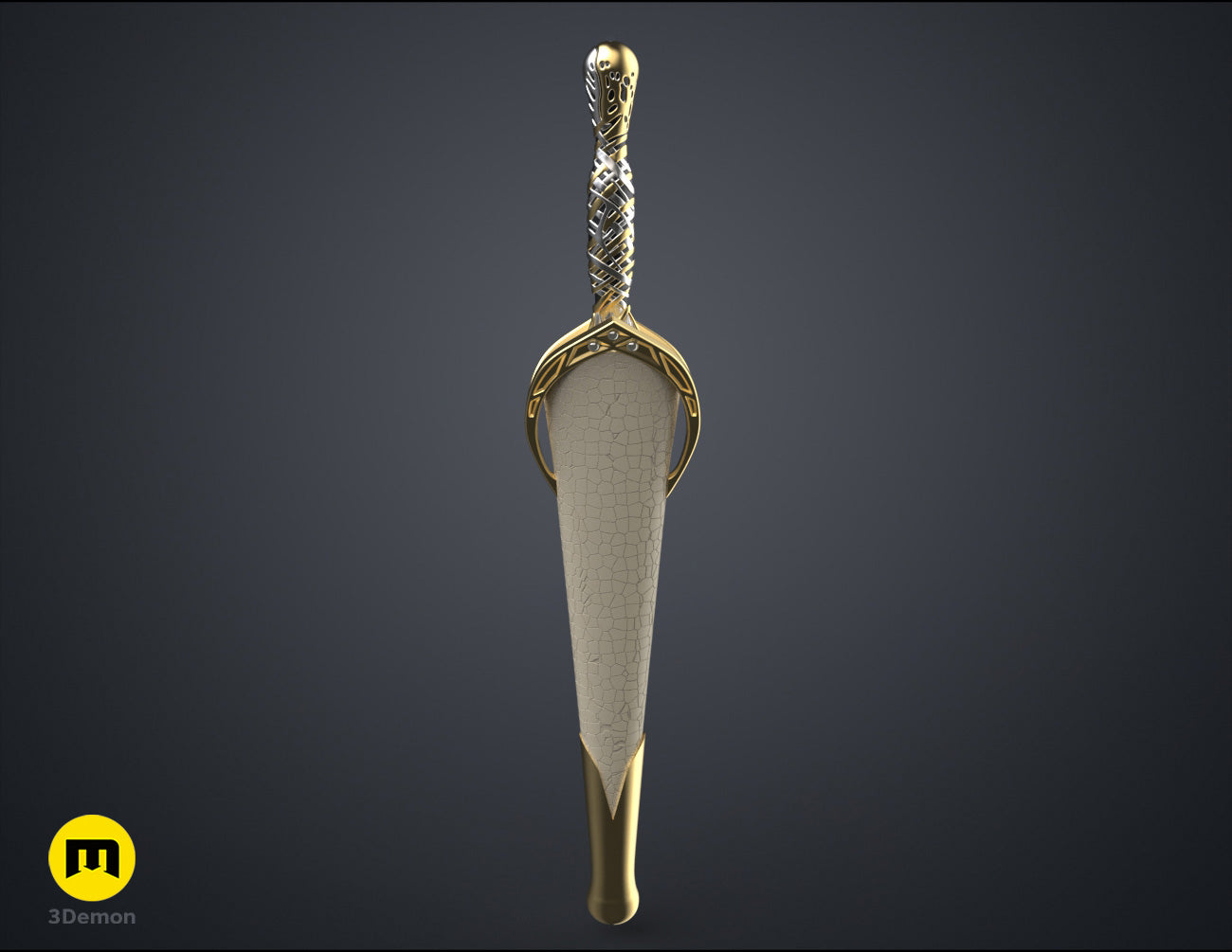 3D model of Galadriel's Dagger & Sheath - Rings of Power STL, back detail of the design