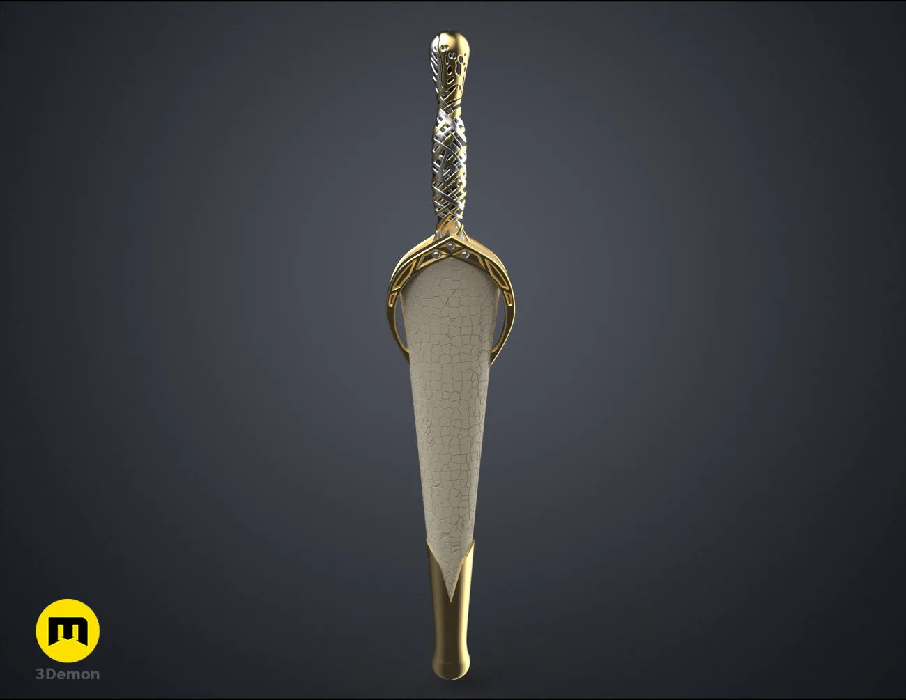3D model of Galadriel's Dagger & Sheath - Rings of Power STL, back detail of the design