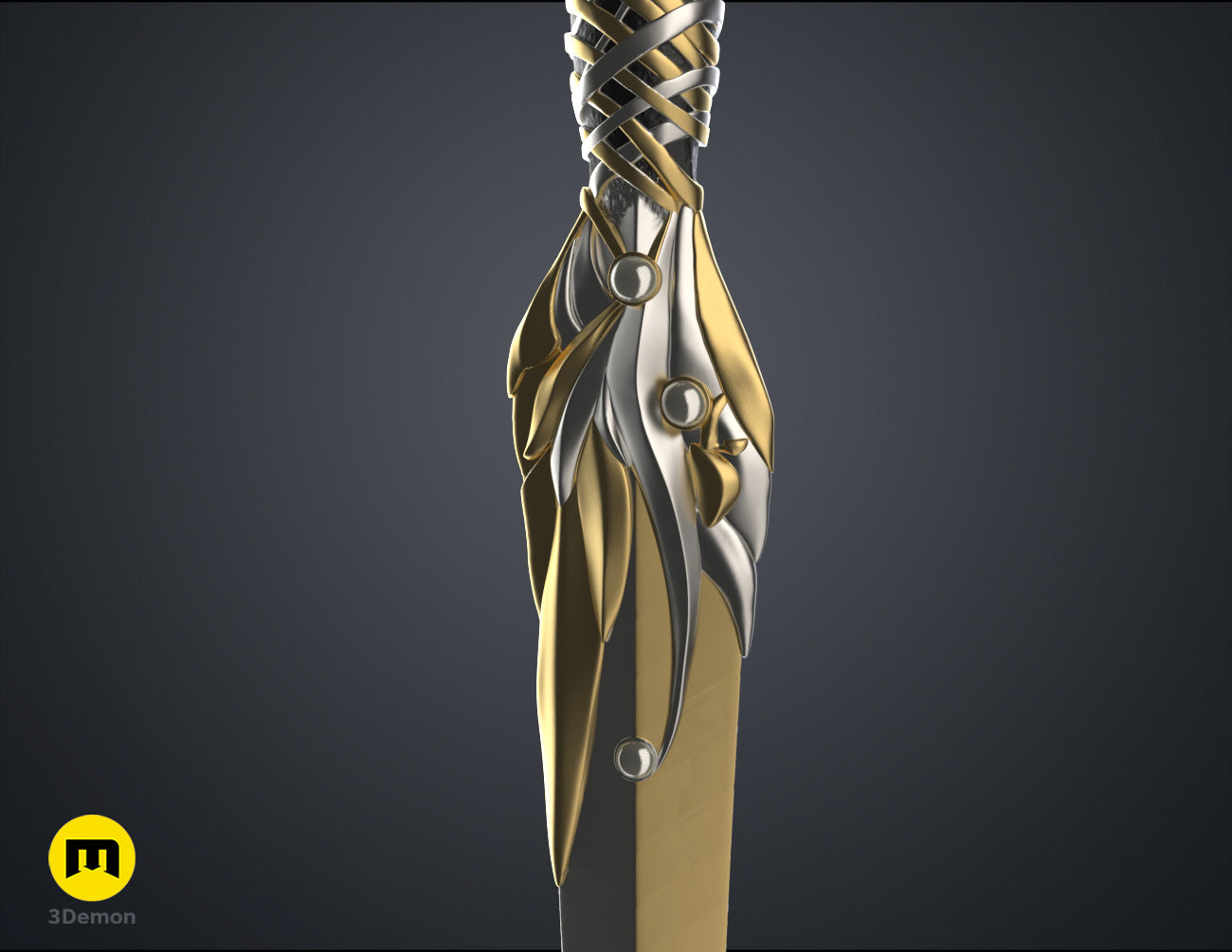 3D print preview of Galadriel's Dagger & Sheath - Rings of Power STL, rear view of the design