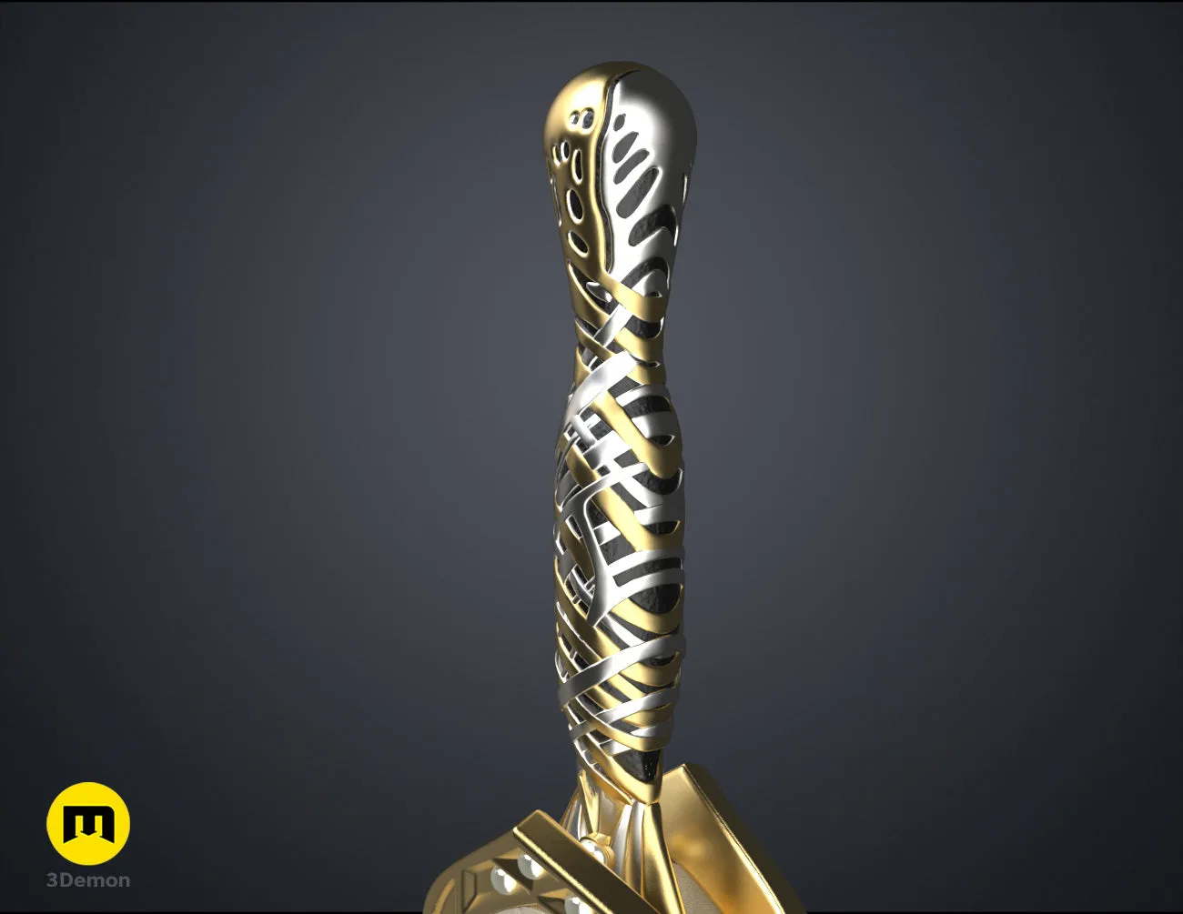 CGI render of Galadriel's Dagger & Sheath - Rings of Power STL, alternate angle of the design