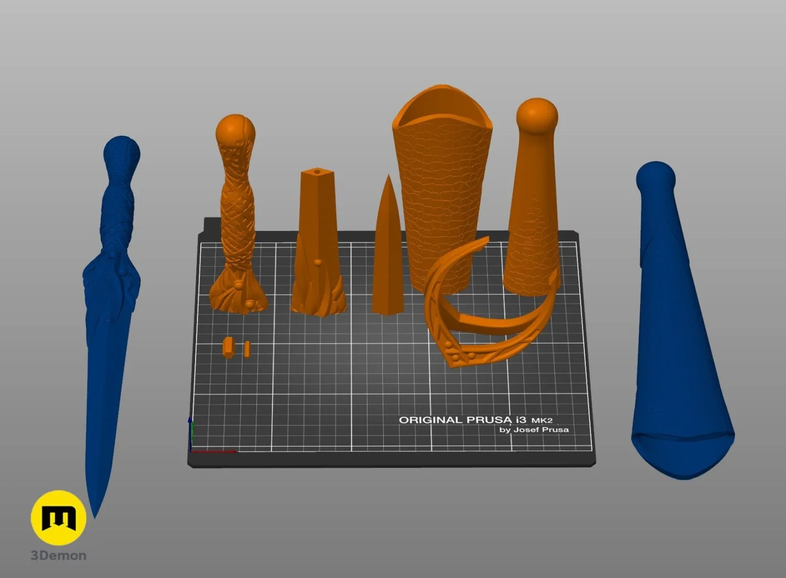 Galadriel's Dagger & Sheath - Rings of Power STL 3D print, side view showing design details