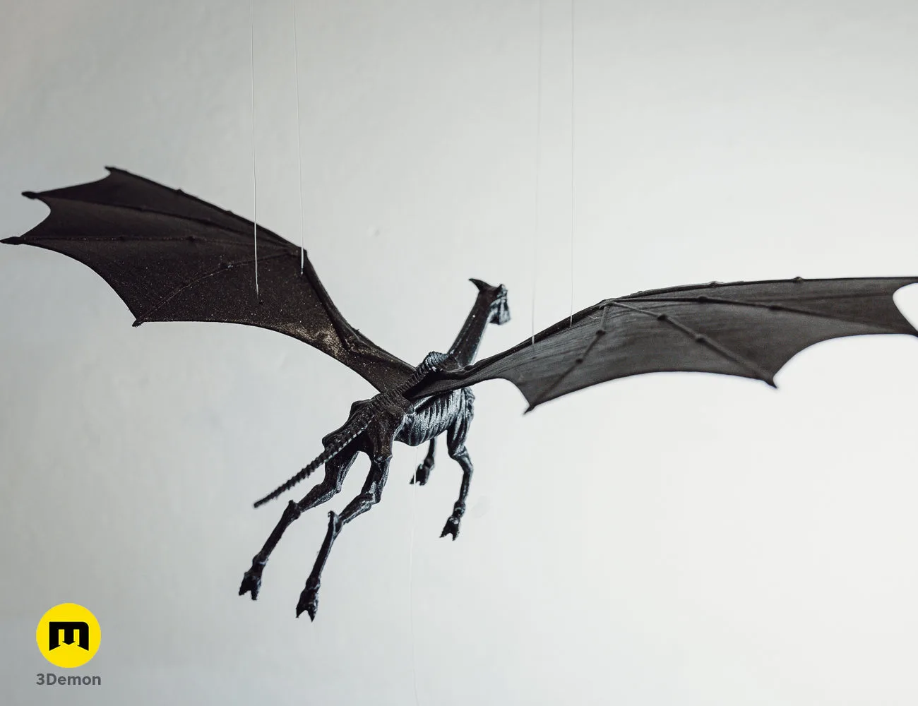 Photo of 3D printed Thestral Flying Mobile - Harry Potter, front view showing prop details