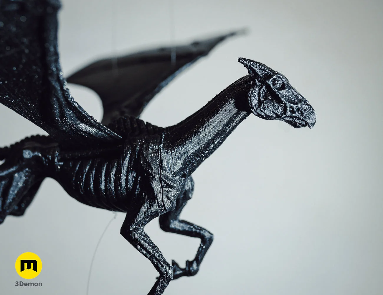 Photo of 3D printed Thestral Flying Mobile - Harry Potter, rear view showing prop details