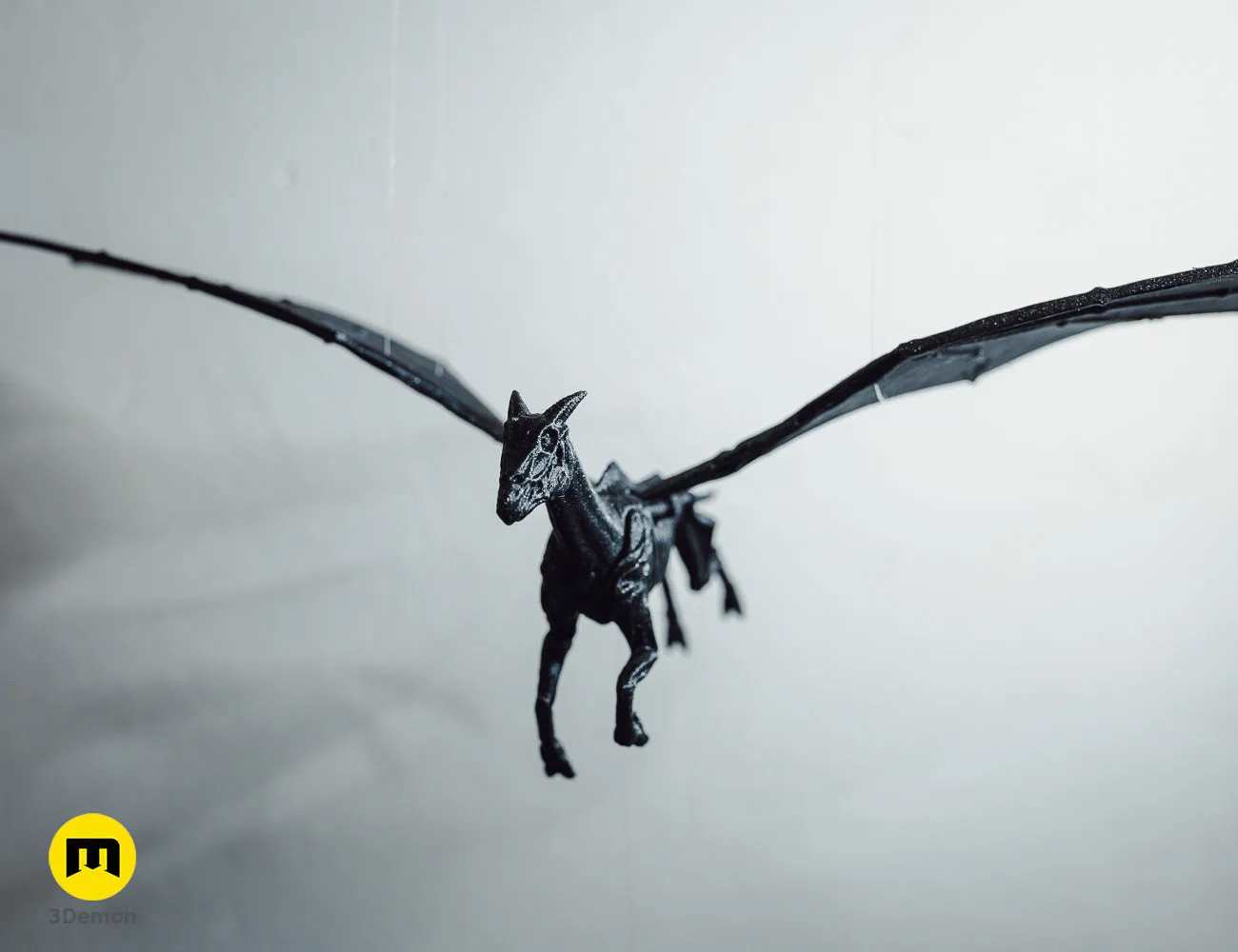 Photo of 3D printed Thestral Flying Mobile - Harry Potter, top-down view showing prop details