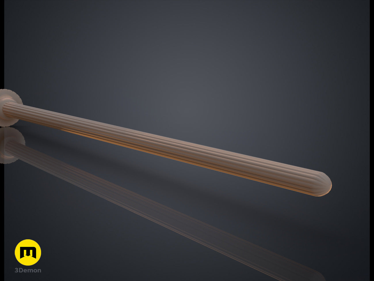 Textured 3D render of Gormlaith Gaunt’s Wand STL, smooth amber staff with ridged grip.
