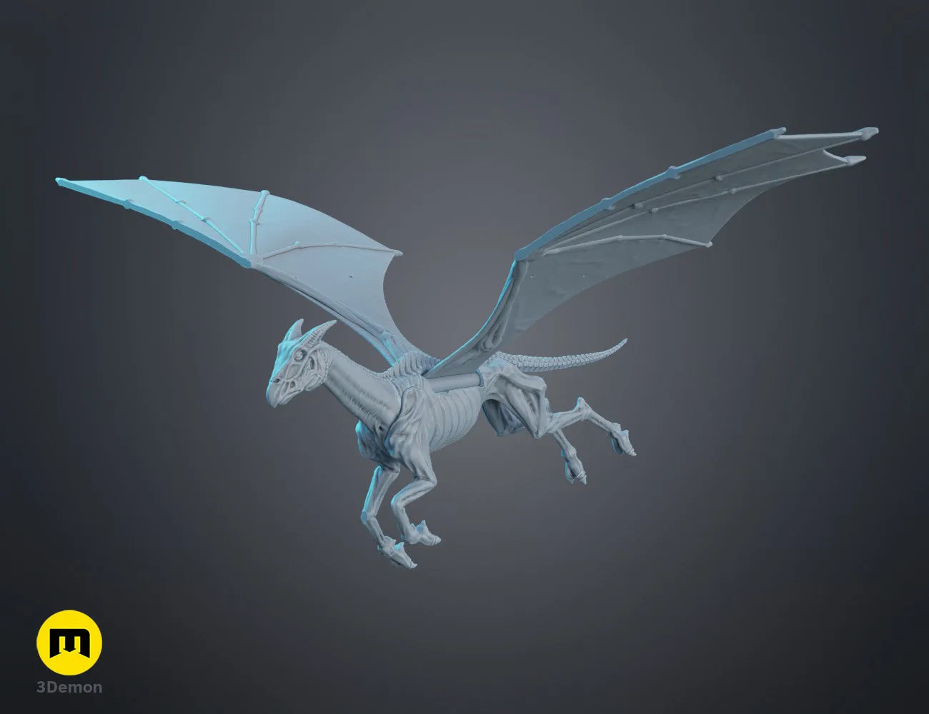 Thestral Flying Mobile - Harry Potter STL 3D print, rear view showing design details