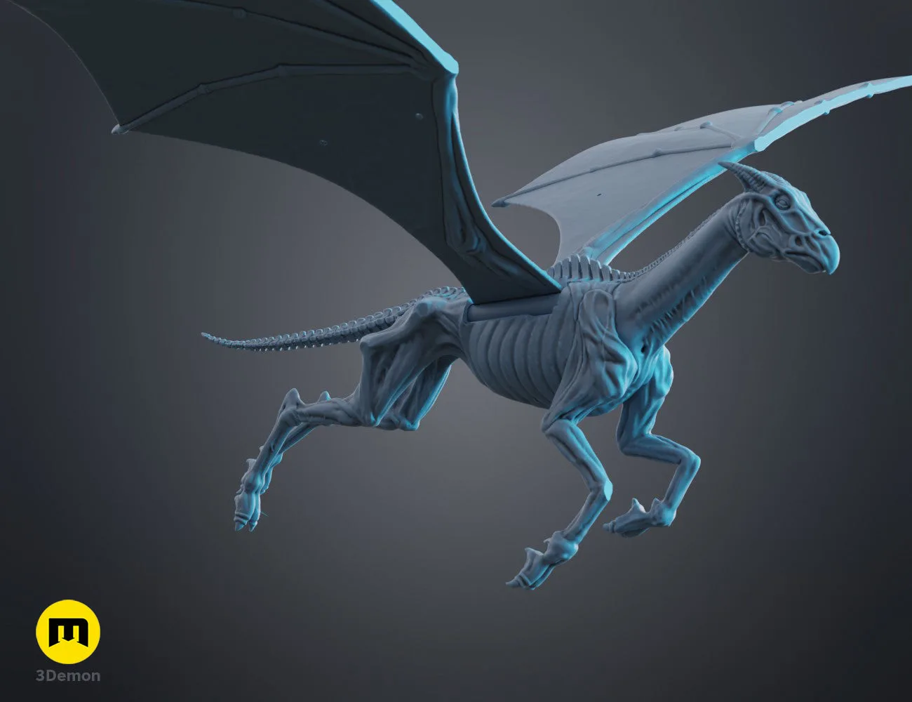 STL preview of Thestral Flying Mobile - Harry Potter STL, back detail of the design