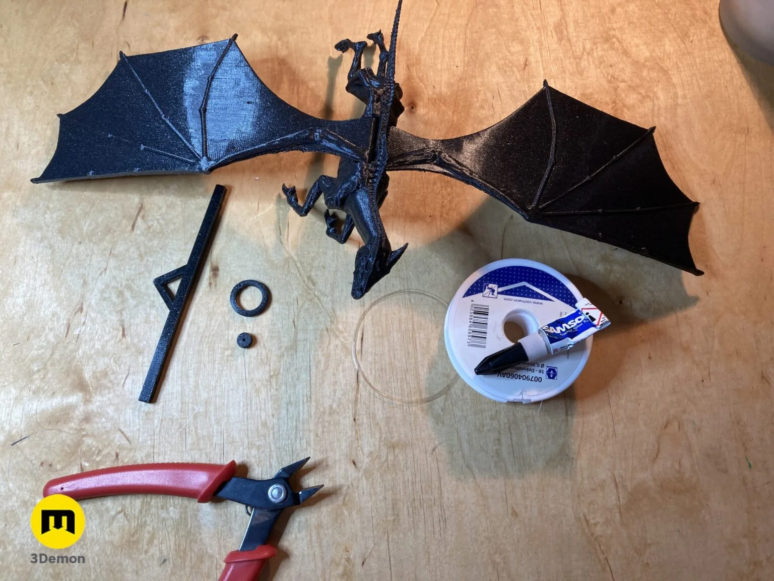 Rendered 3D model of Thestral Flying Mobile - Harry Potter STL, front view of the design