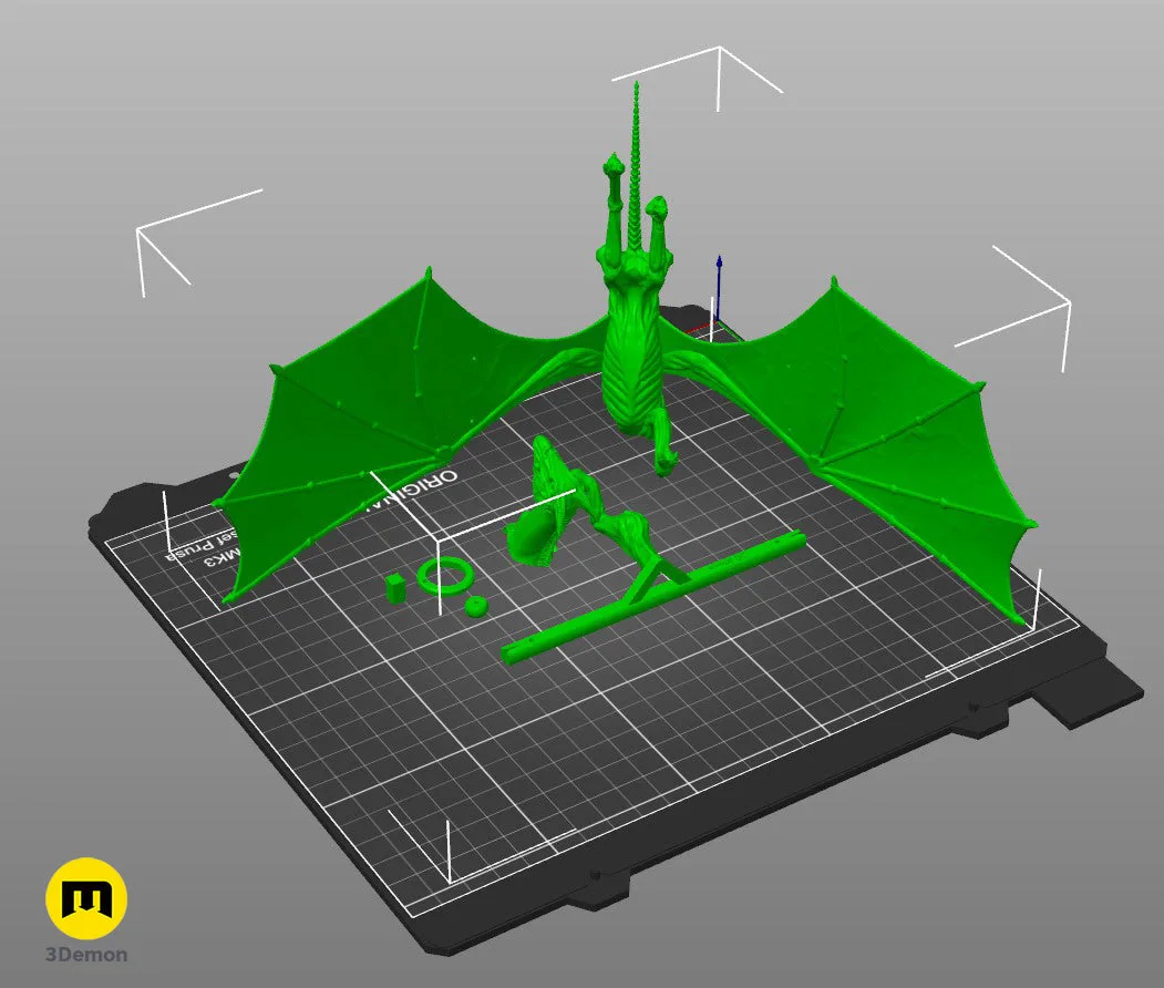 Thestral Flying Mobile - Harry Potter STL 3D print, side view showing design details
