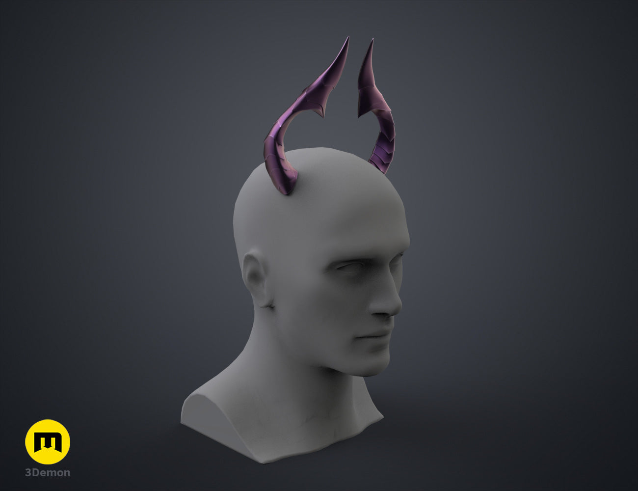 Printable 3D model of Bubi's horns - Virtual Youtuber, purple dual-pronged cosplay prop STL